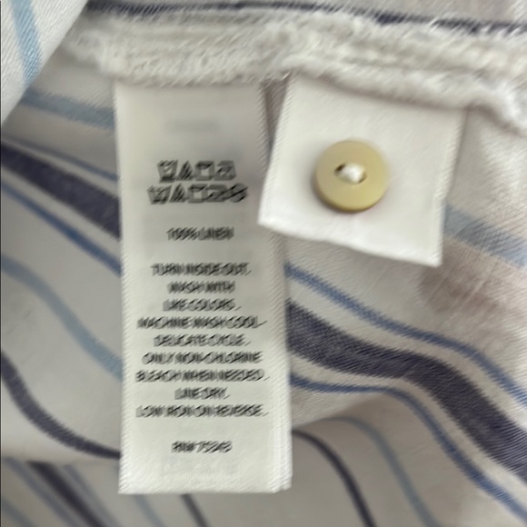 St. Tropez White Striped Linen Button Down Tunic - Picture 8 of 11